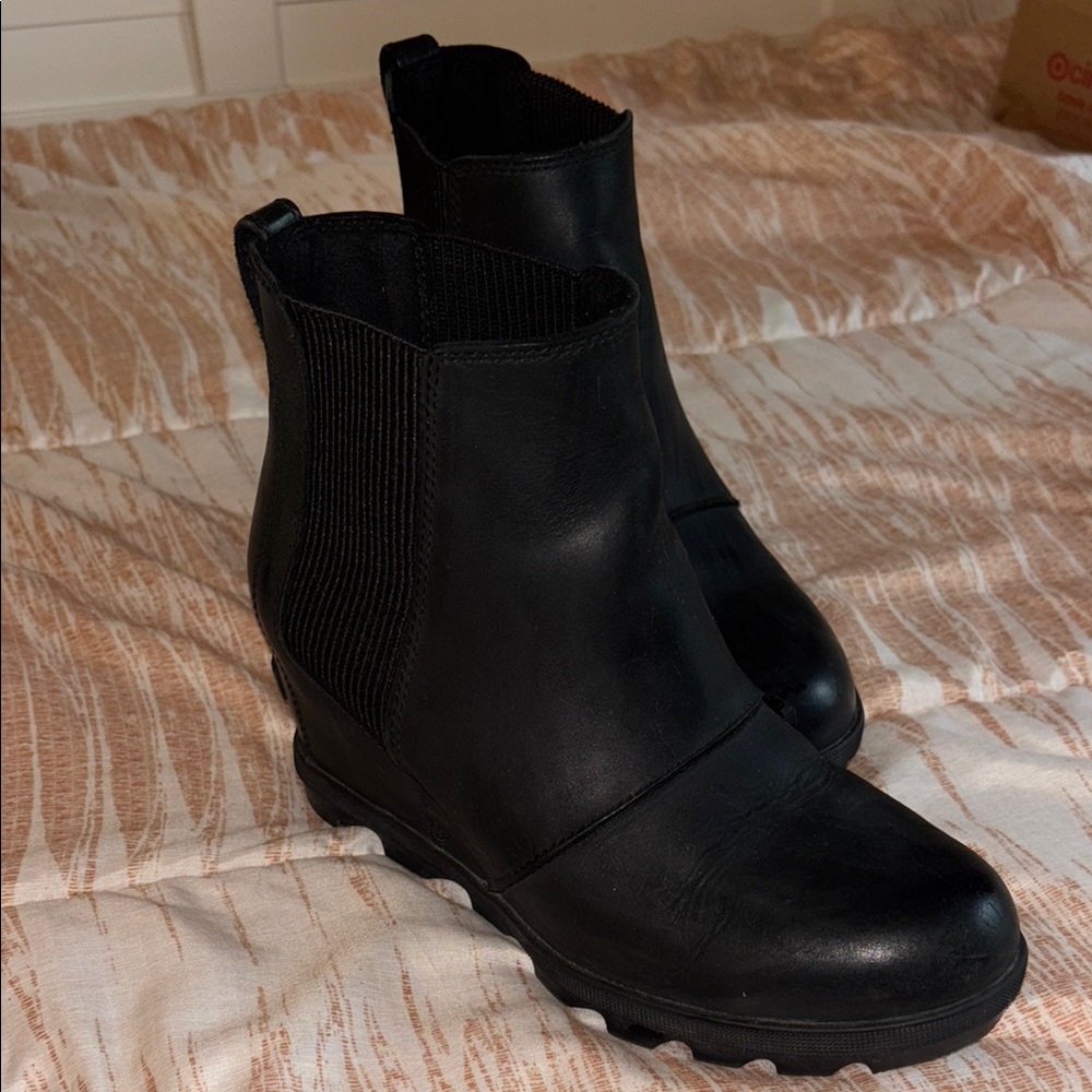 Sorel Black Ankle Booties with Rugged Sole